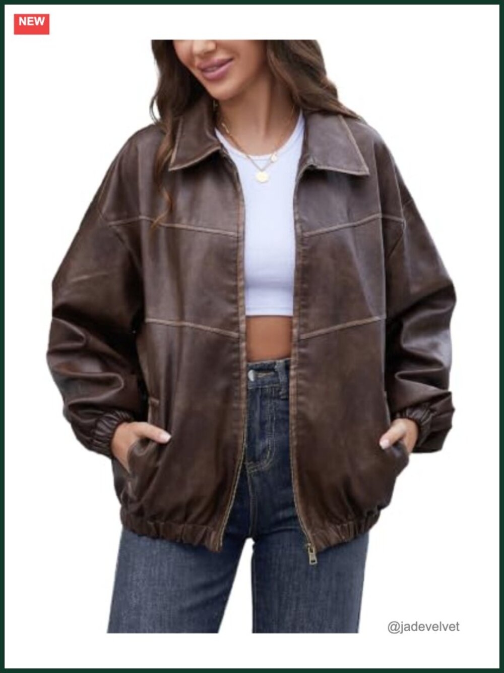 Women's Oversized Faux Leather Motorcycle Jacket Vintage Y2K Streetwear Coat